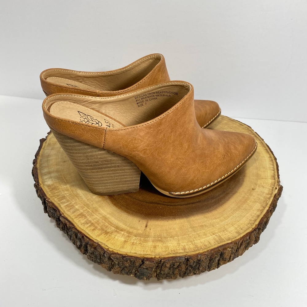 Fashion Beast Cognac Slip On Mule/ Clog